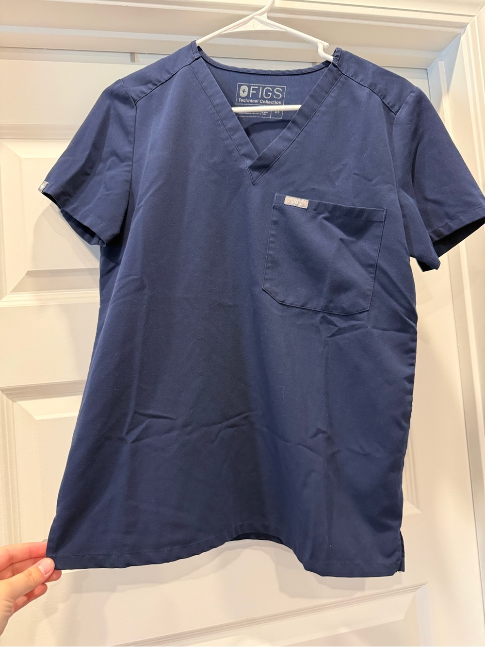 FIGS Women's Navy Short Sleeve V-Neck Scrub Top